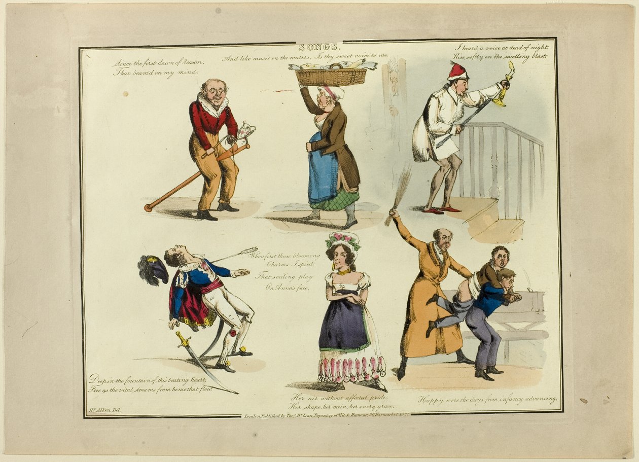 Tafel aus Illustrationen zu beliebten Liedern von Henry Alken