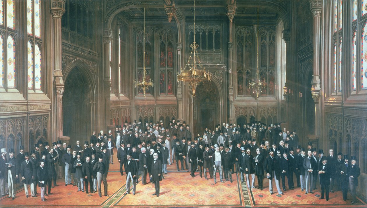 Mitgliederlobby, Houses of Parliament, 1872-73 von Henry Barraud