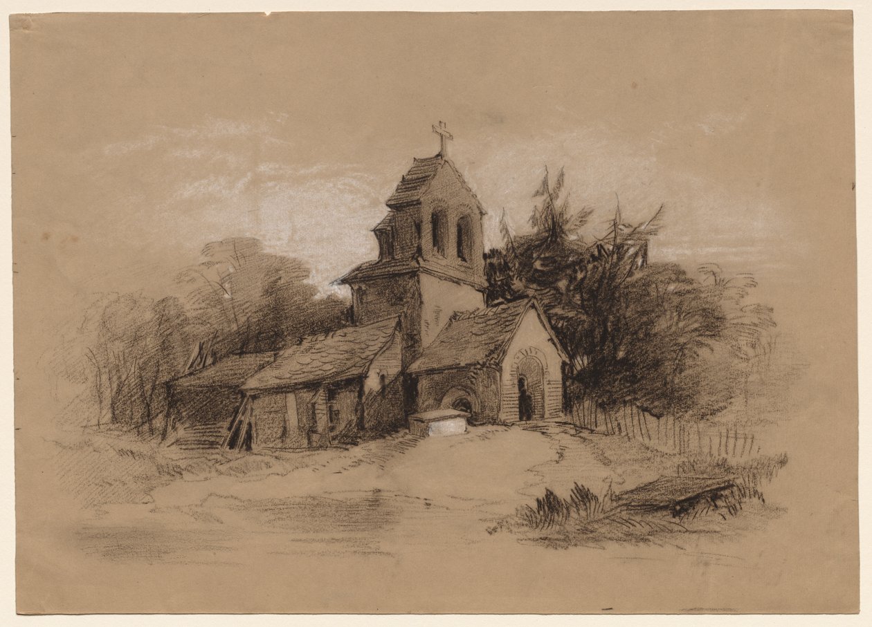 Kirche in einer Landschaft von Henry Bright