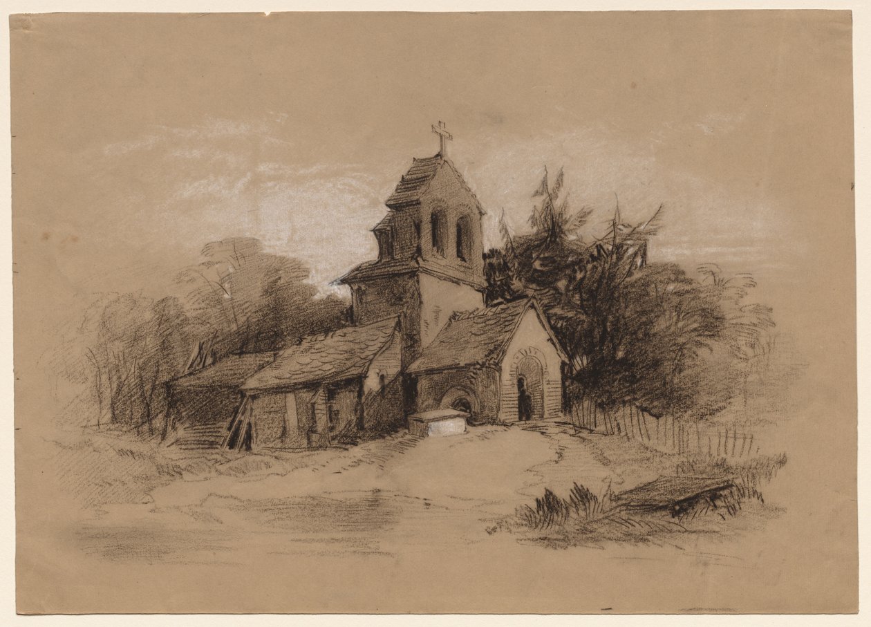 Kirche in einer Landschaft, 1800er Jahre von Henry Bright