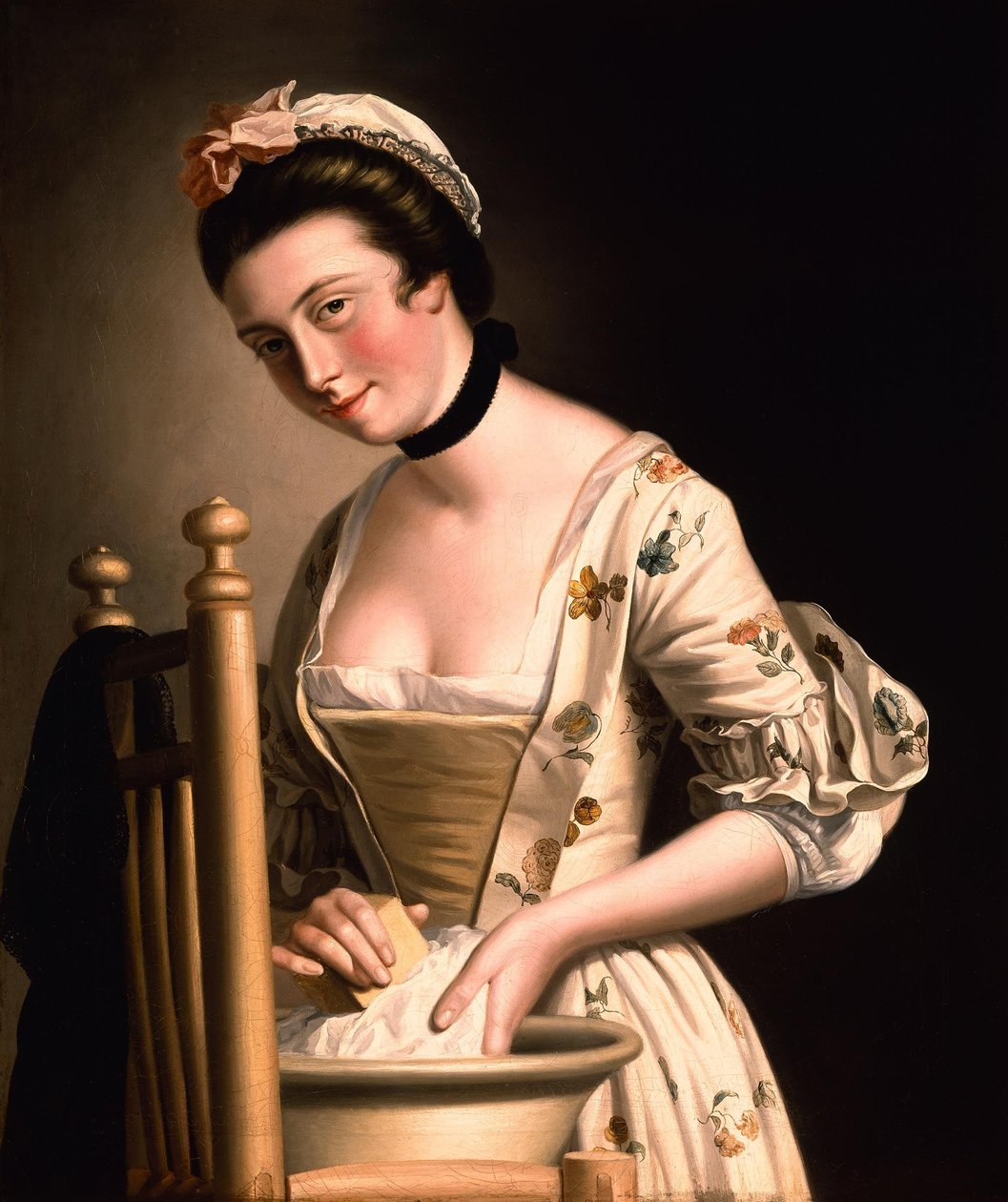 Eine Frau beim Wäschewaschen von Henry Robert Morland