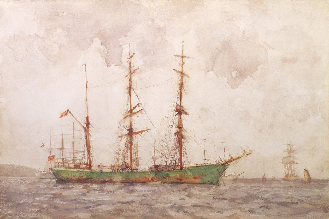 Dänische Bark, Falmouth Hafen von Henry Scott Tuke