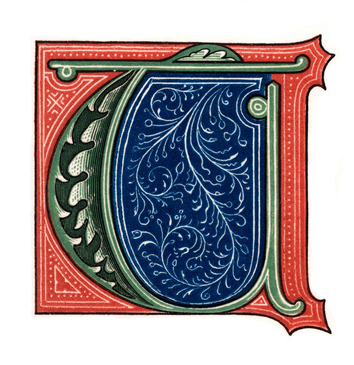 Initialbuchstabe T, 1843 von Henry Shaw
