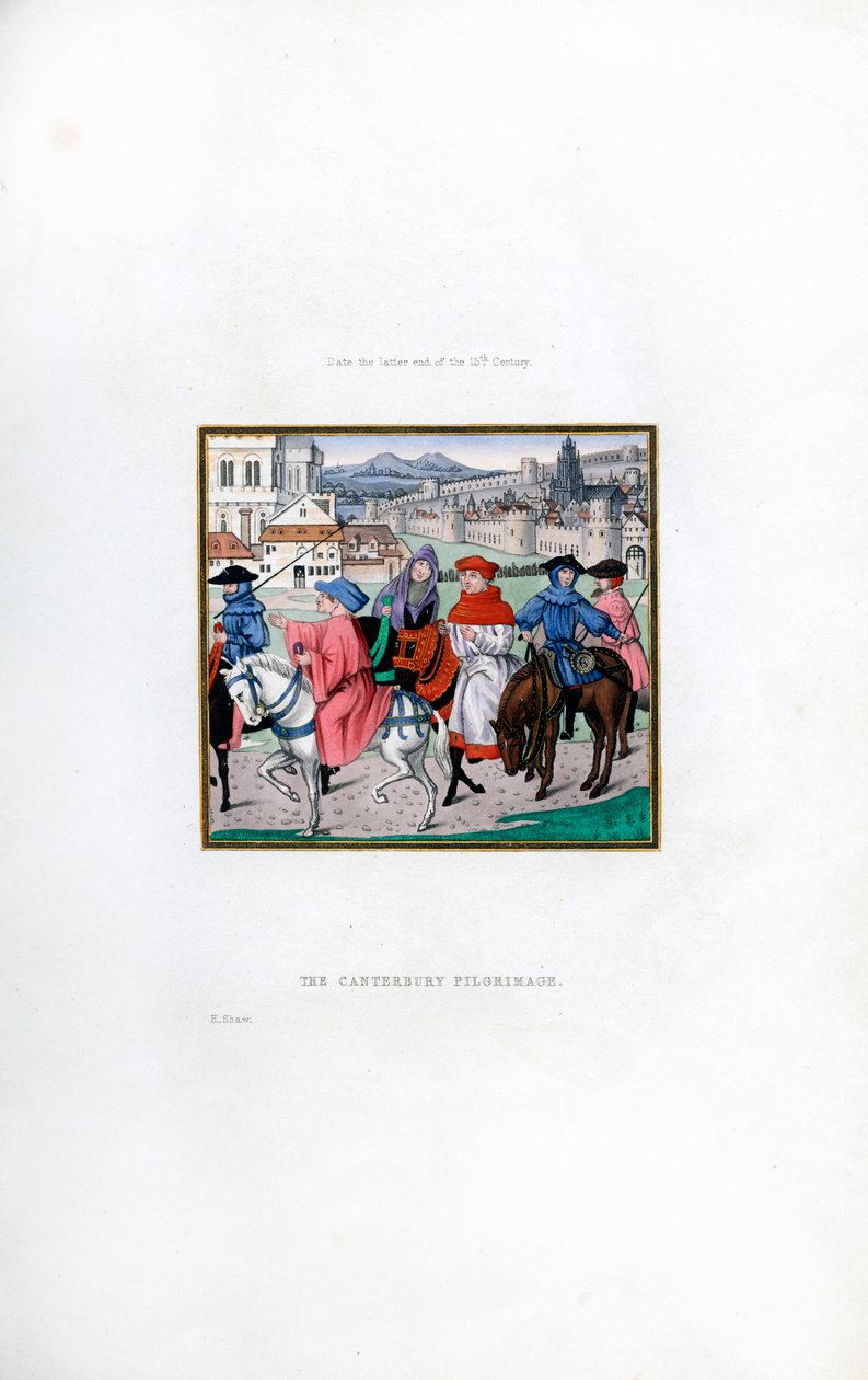 Die Canterbury-Pilgerfahrt, Ende des 15. Jahrhunderts, 1843 von Henry Shaw