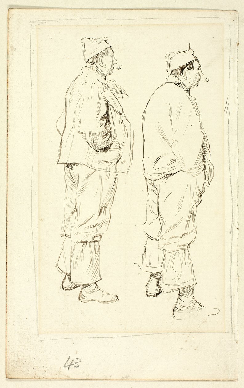 Zwei Skizzen eines stehenden Arbeiters von Henry Stacy Marks
