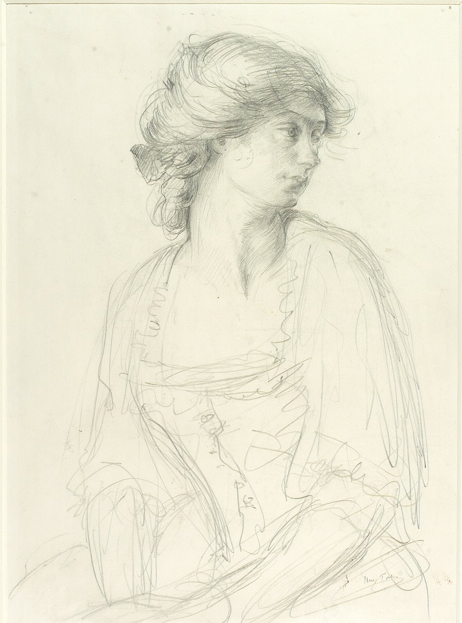 Halbfigur-Studie eines sitzenden Mädchens von Henry Tonks