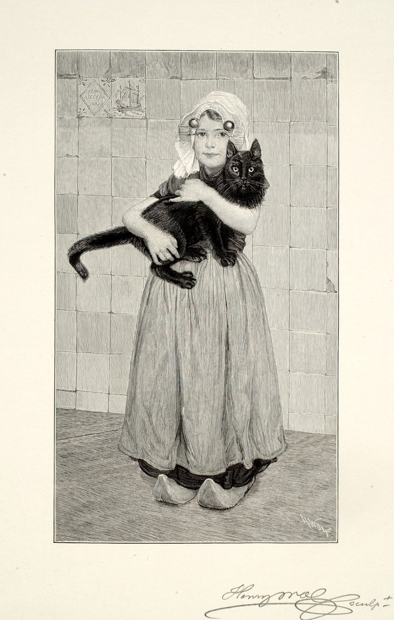 Mädchen mit Katze von Henry Wolf
