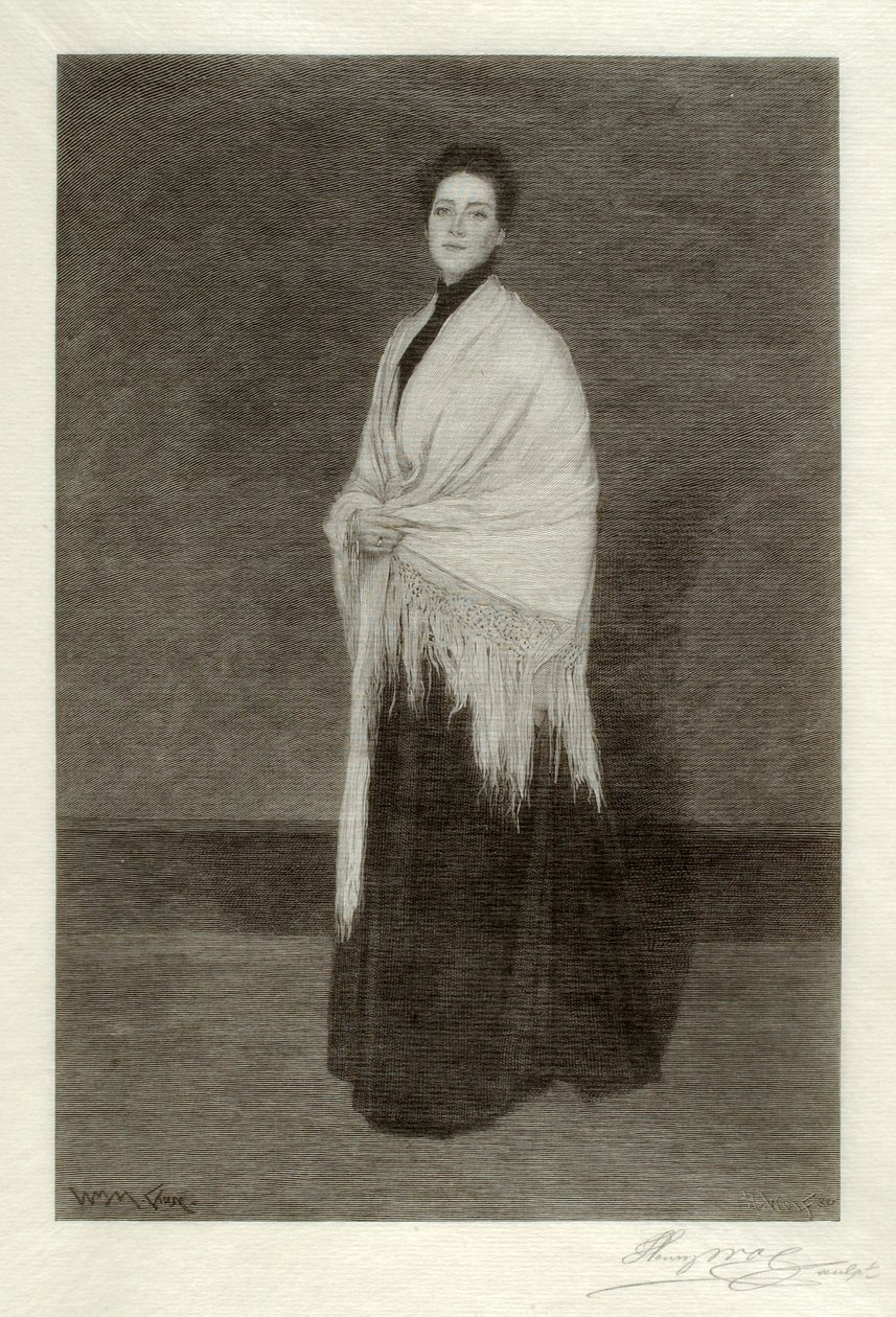 Dame mit weißem Schal von Henry Wolf