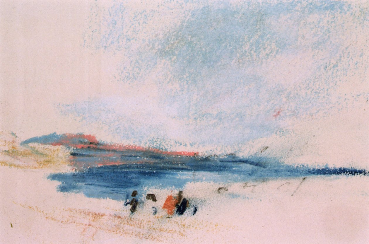 Eine Bucht mit blauem Wasser und Figuren im Vordergrund von Hercules Brabazon Brabazon