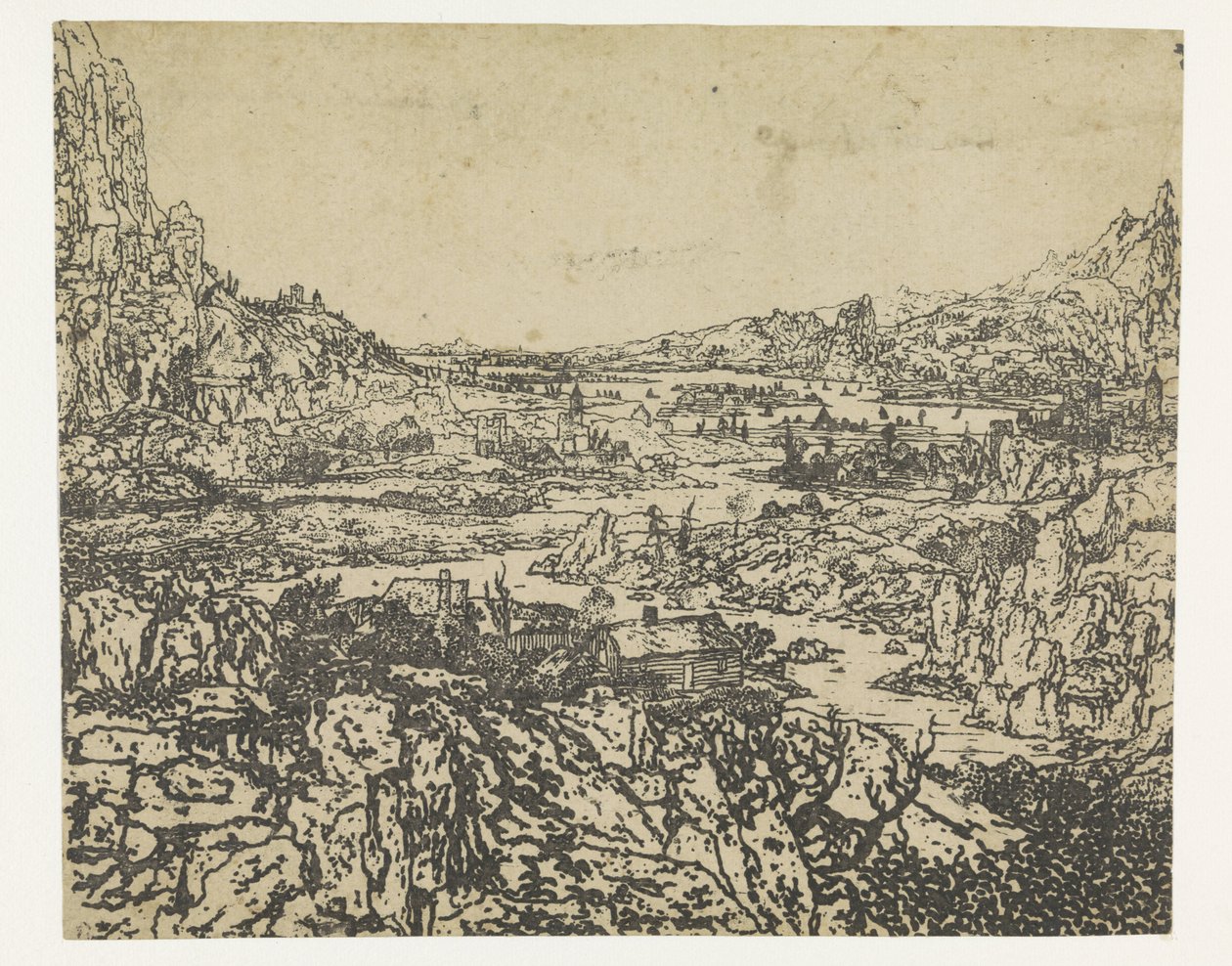 Bergtal mit einem gewundenen Fluss von Hercules Segers