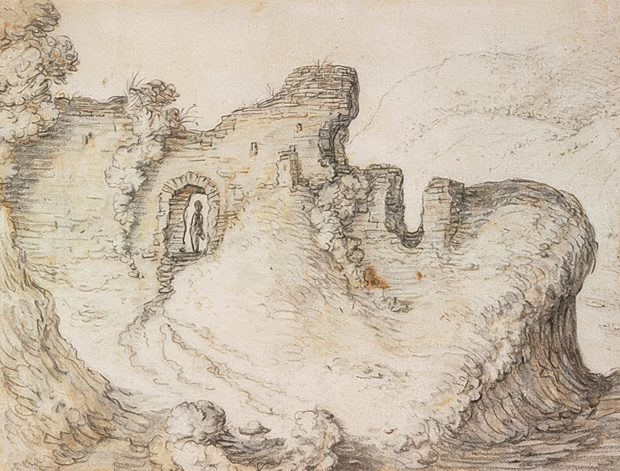 Berglandschaft mit Ruinen von Herman Saftleven