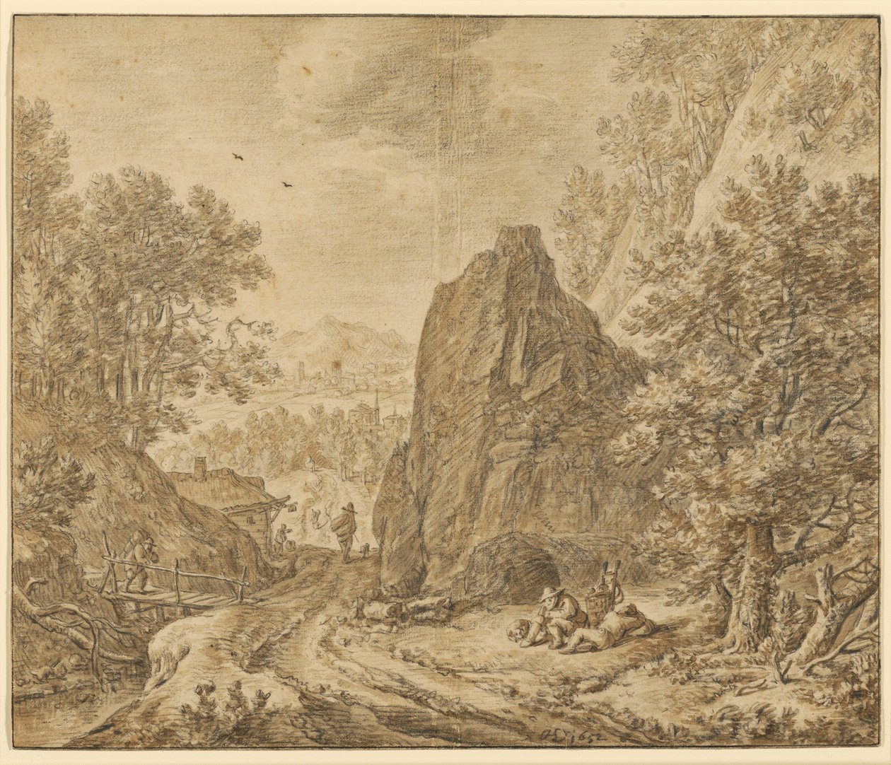 Berglandschaft mit Figuren von Herman Saftleven the Younger