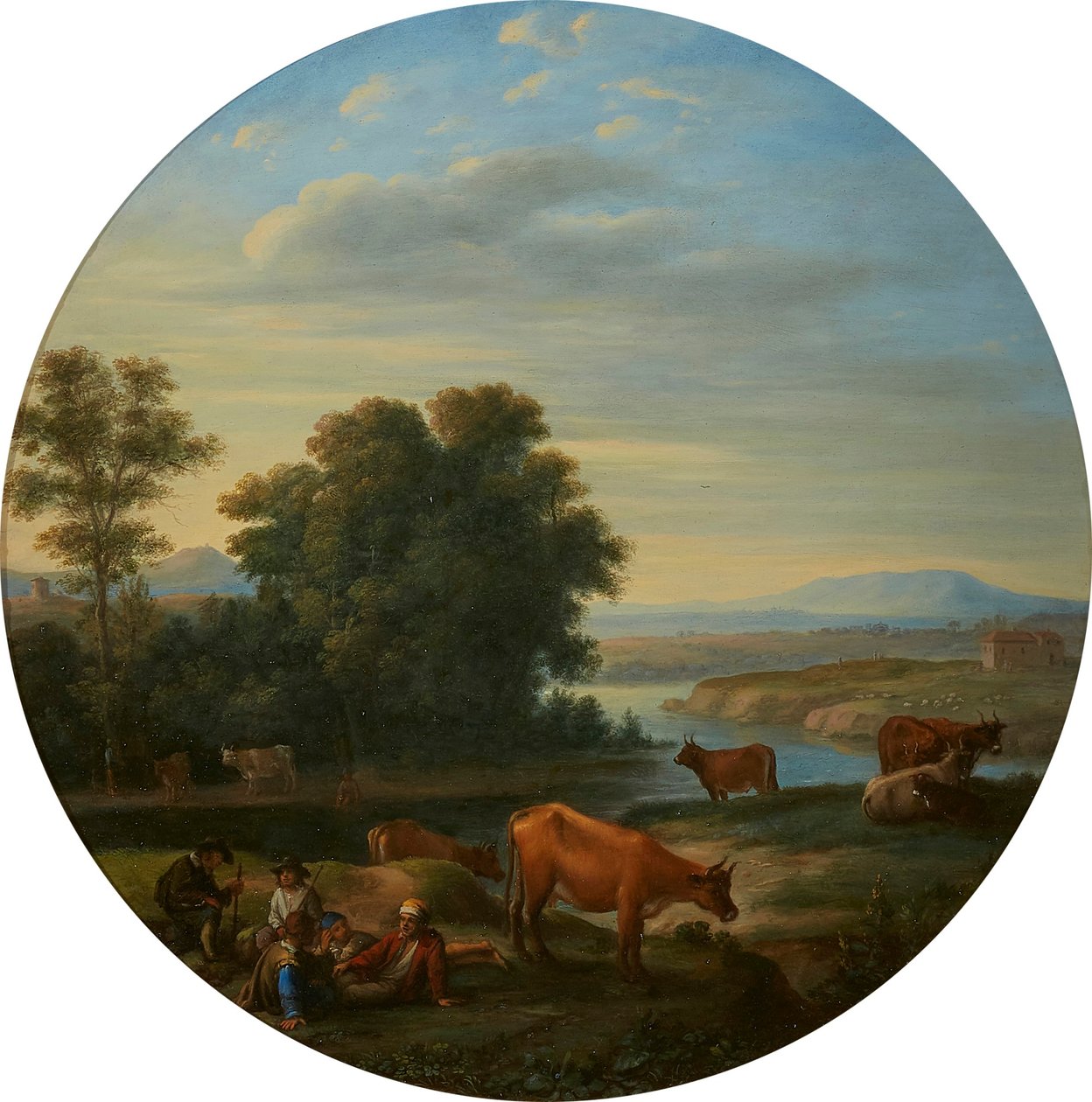 Italienische Flusslandschaft mit Kühen von Herman van Swanevelt