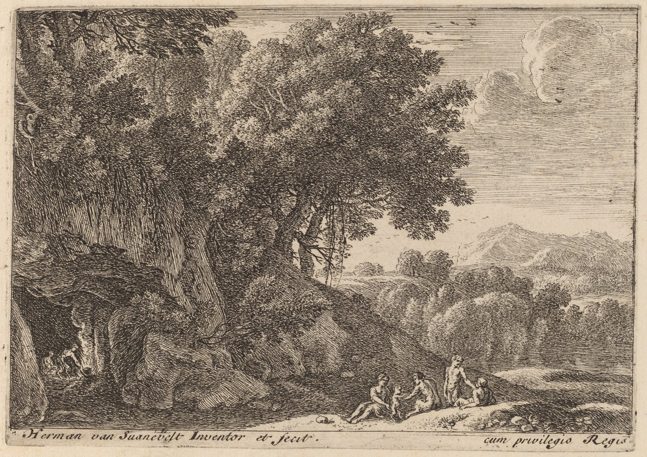 Satyrn um ein Feuer von Herman van Swanevelt