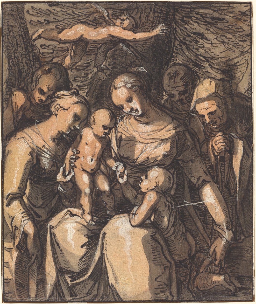 Die Heilige Familie mit Heiligen von Hermann Weyer