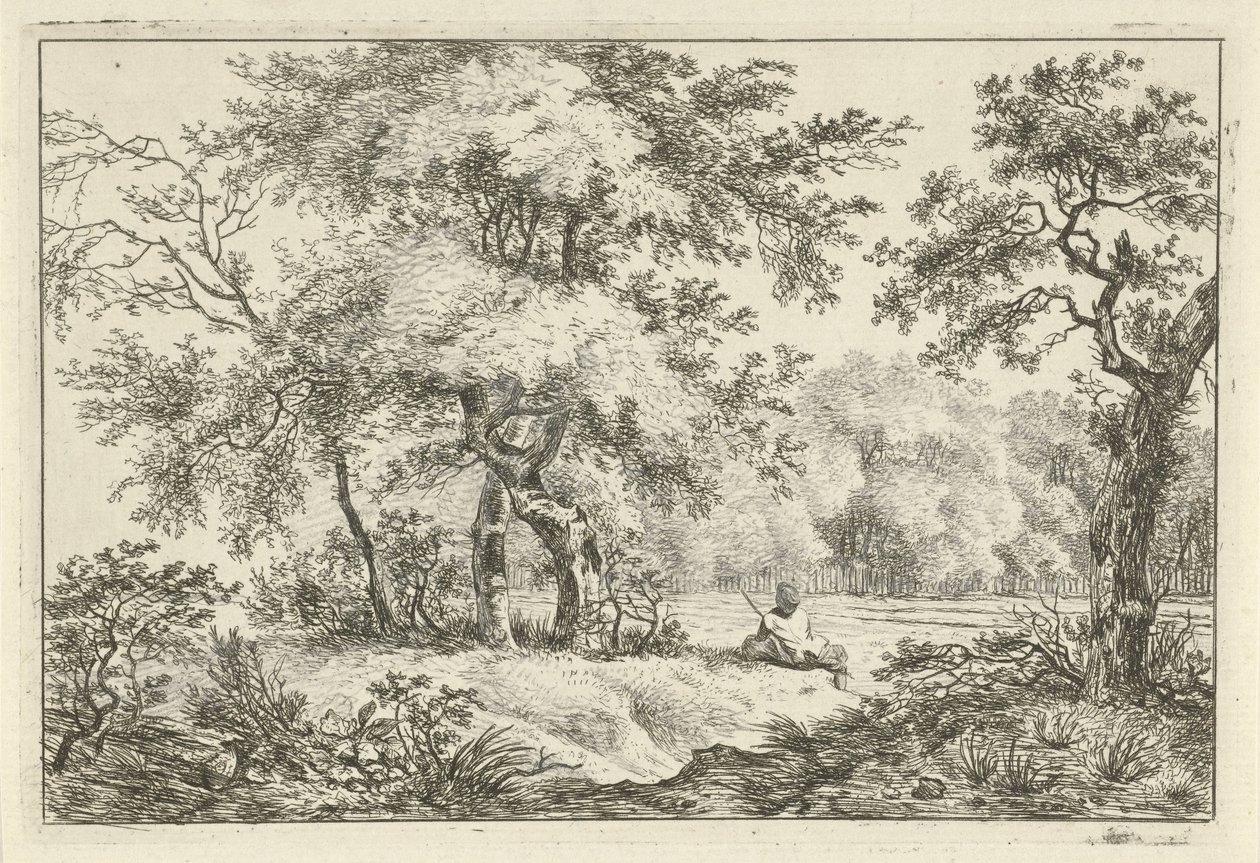 Ruhender Mann im Wald von Hermanus Fock
