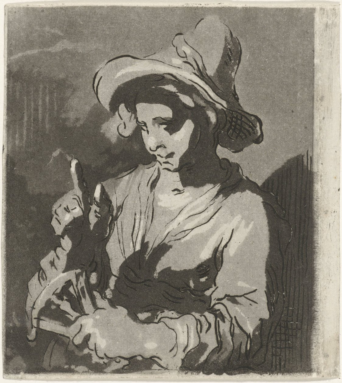 Frau mit Fächer von Hermanus Fock
