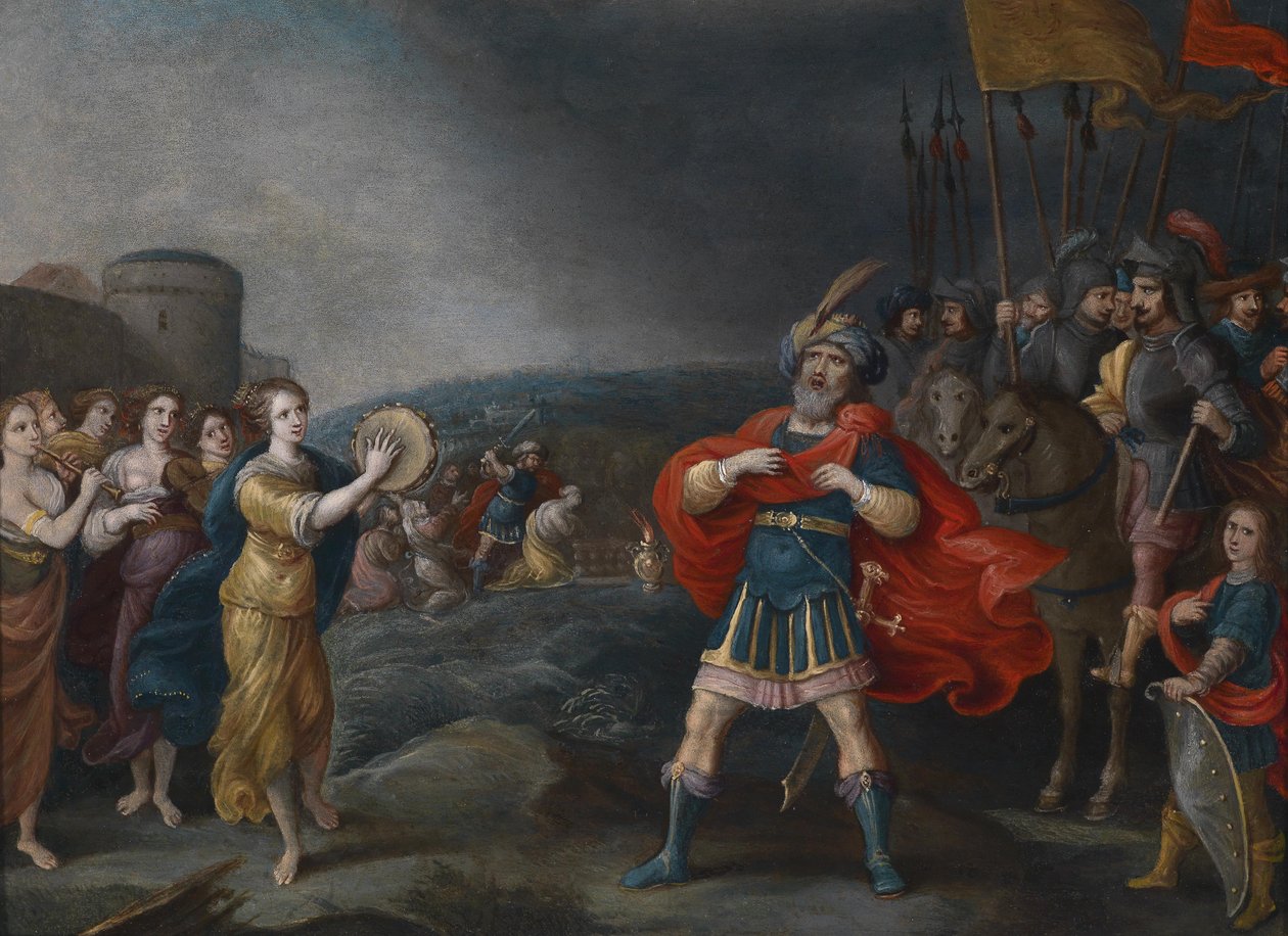 Der siegreiche Feldherr Jephta begegnet seiner Tochter von Hieronymous Francken III