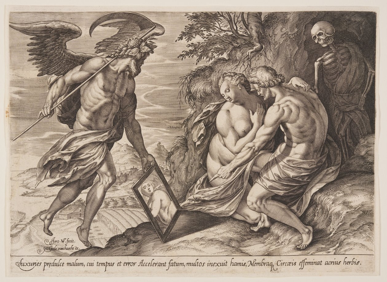Allegorie der Liebe, Zeit und Tod von Hieronymous Wierix