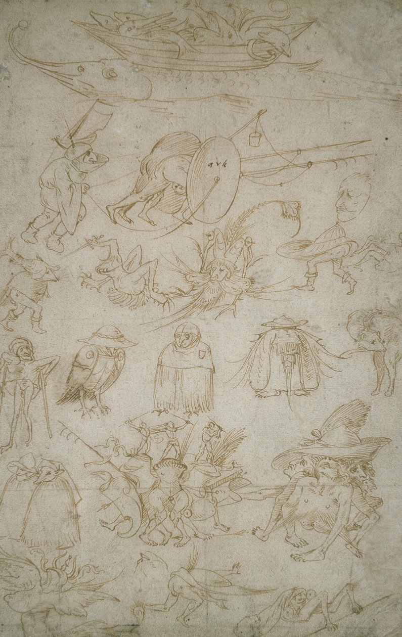 Groteske Studien (Rückseite), 15. Jahrhundert von Hieronymus Bosch