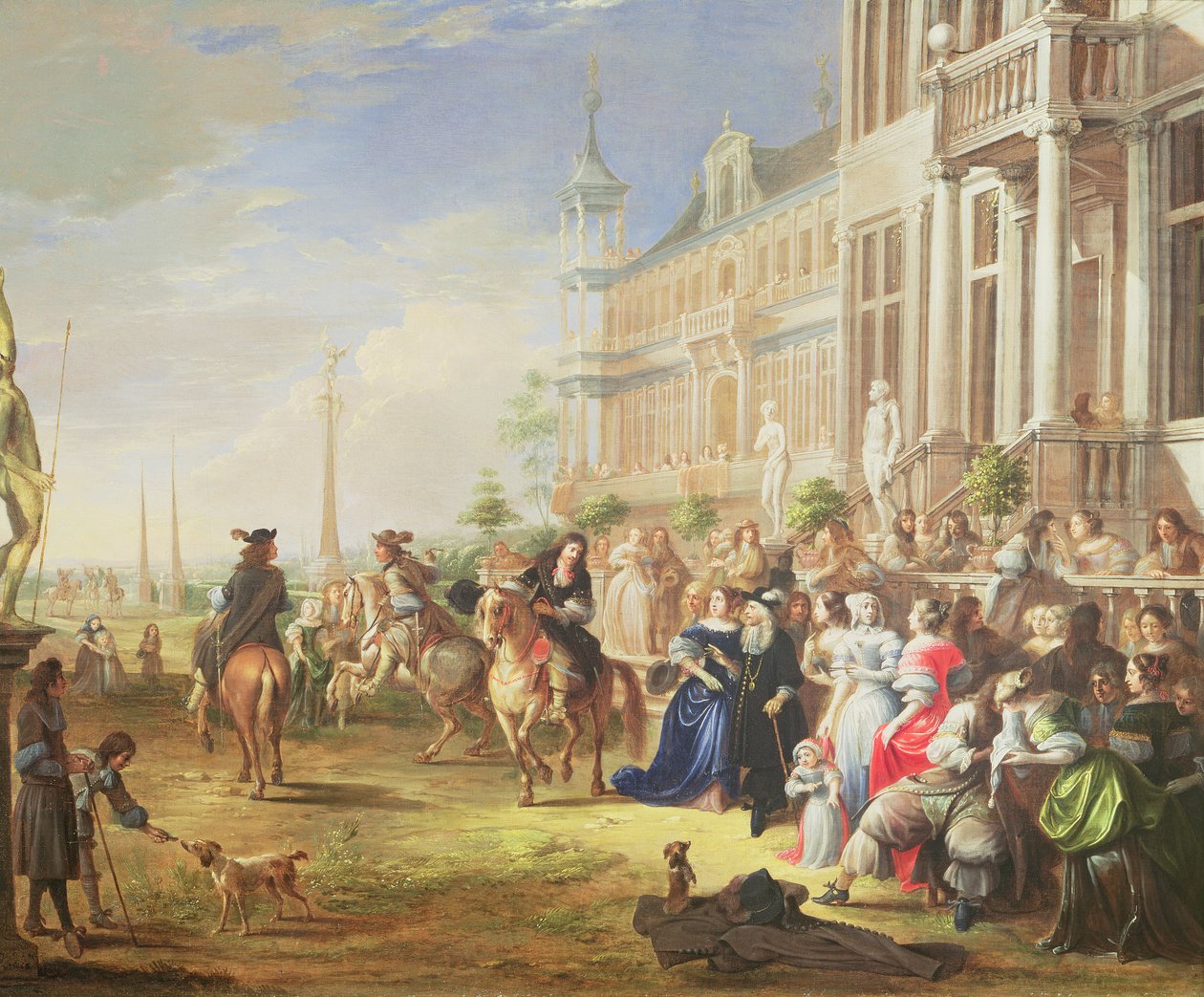 Eine elegante Gesellschaft vor einem Palast, 1668 von Hieronymus Janssens