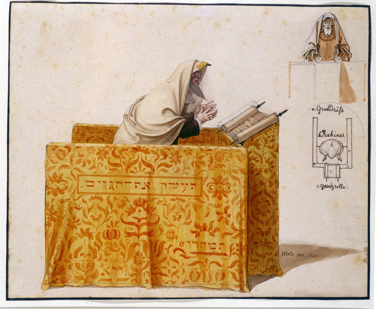 Ein Rabbi in einer Synagoge, 1830 von Hieronymus Hess
