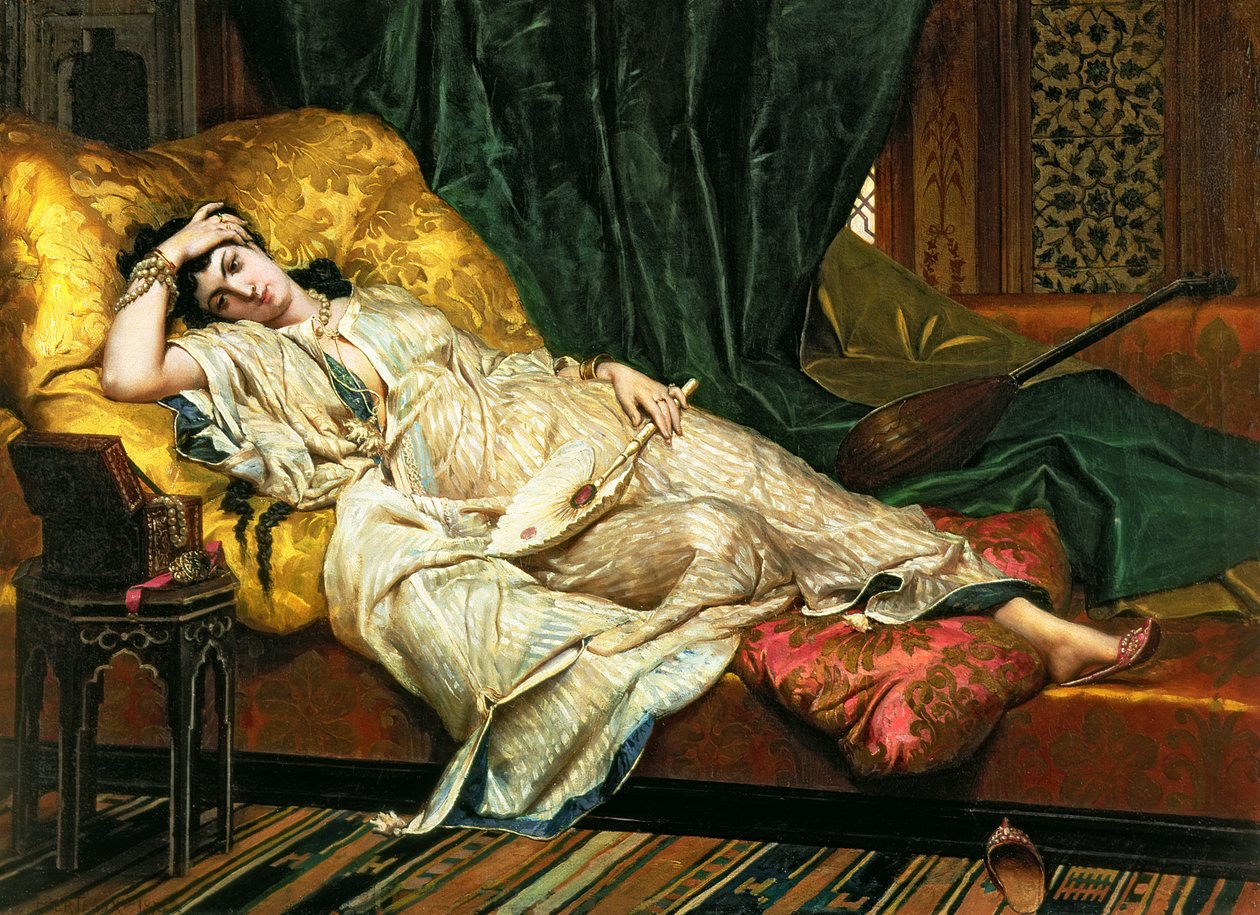 Odaliske mit Laute, 1876 von Hippolyte Berteaux