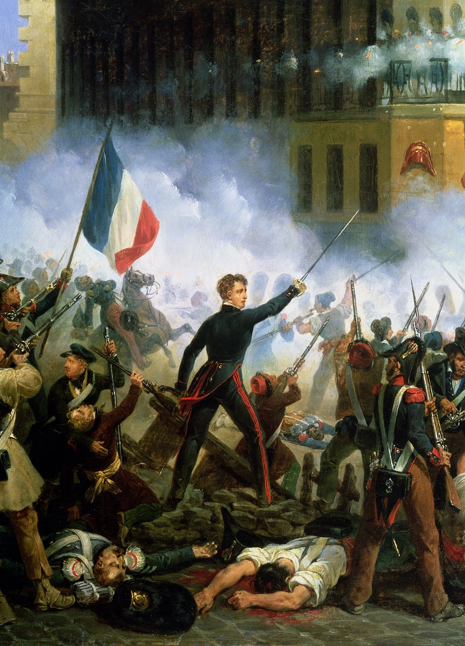 Kampf in der Rue de Rohan, 28. Juli 1830, 1831 (Detail) von Hippolyte Lecomte