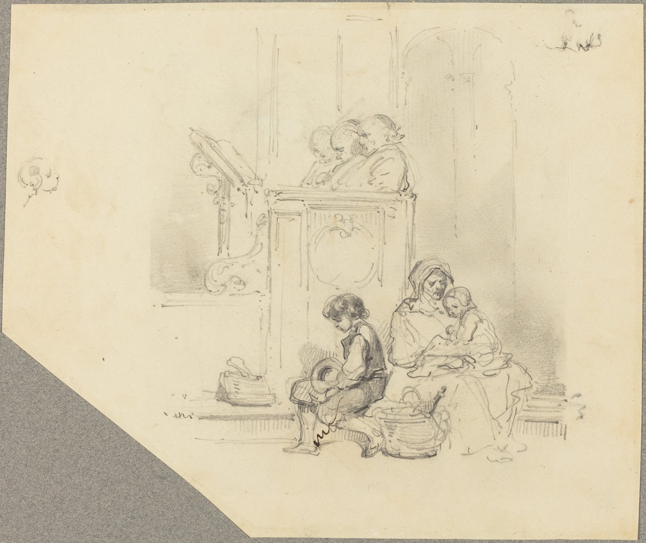 Figuren bei einem Gottesdienst von Hippolyte Bellange
