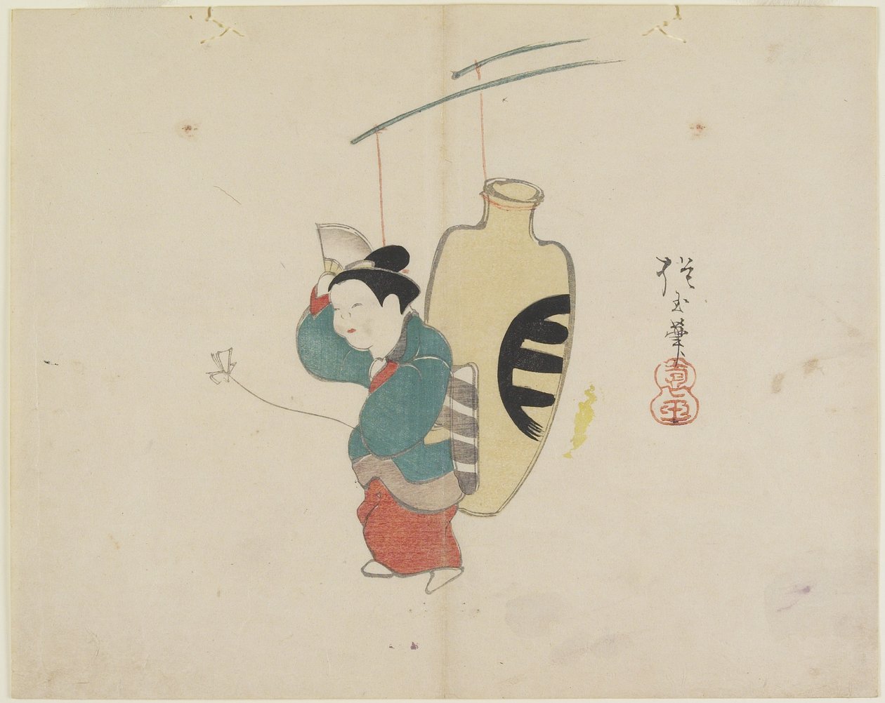 (Mobile einer Frauenfigur und Sake-Flasche), ca. 1830 von Hogyoku