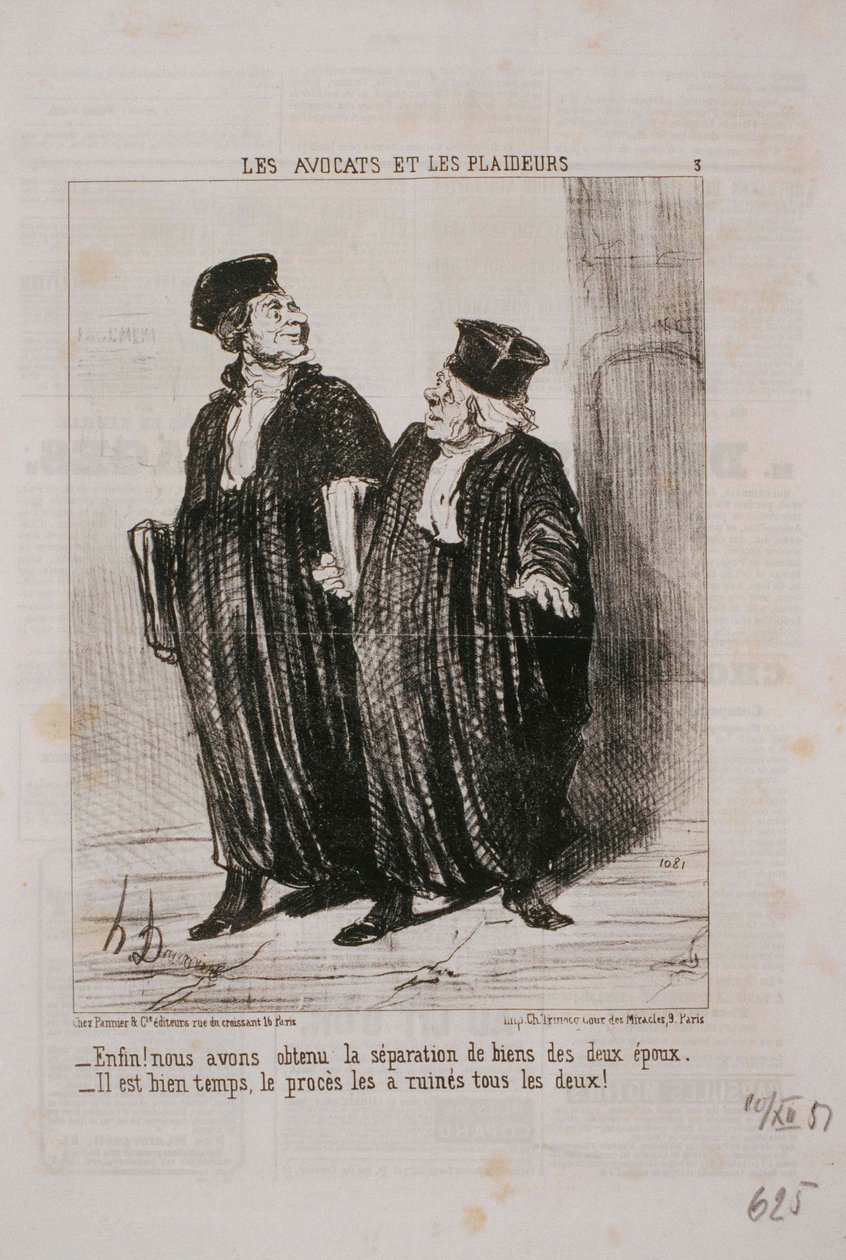 Die Anwälte und die Kläger- Endlich! Wir haben die Gütertrennung erreicht... von Honoré Daumier
