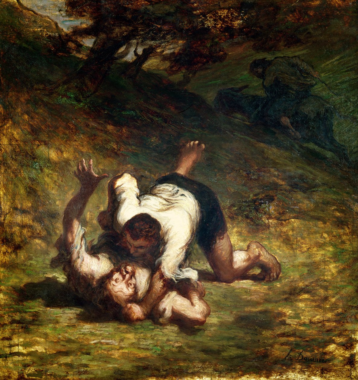 Die Diebe und der Esel, ca. 1858-60 von Honoré Daumier