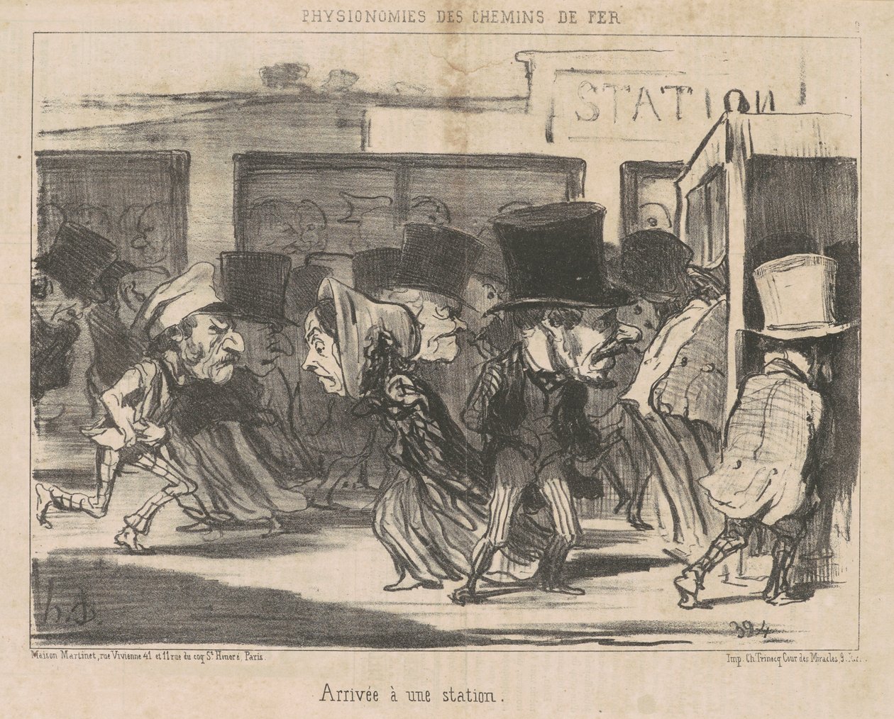 Ankunft an einer Station von Honoré Daumier