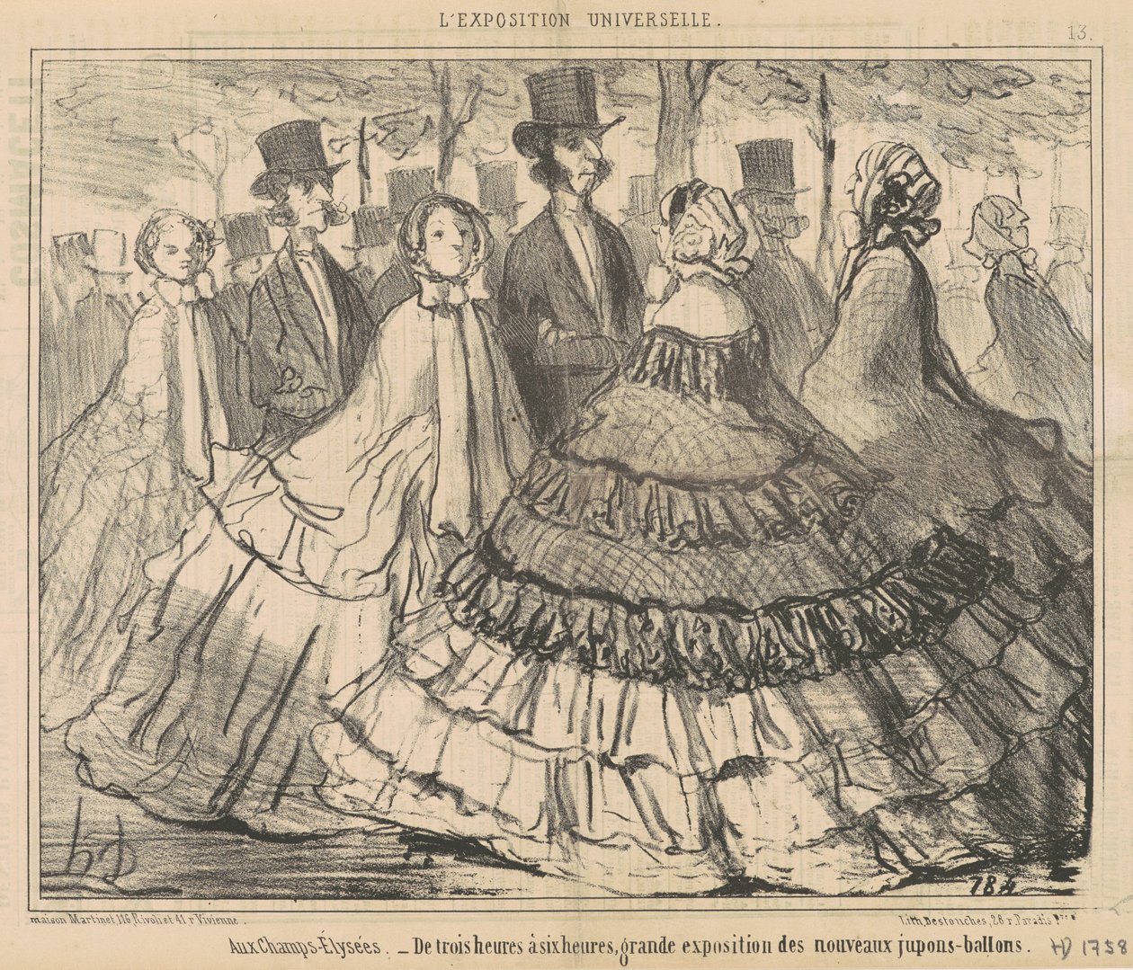 Auf den Champs-Elysées... von drei bis sechs Uhr von Honoré Daumier