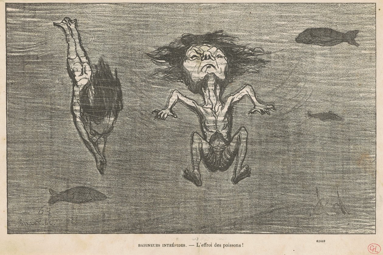 Unerschrockene Badende von Honoré Daumier