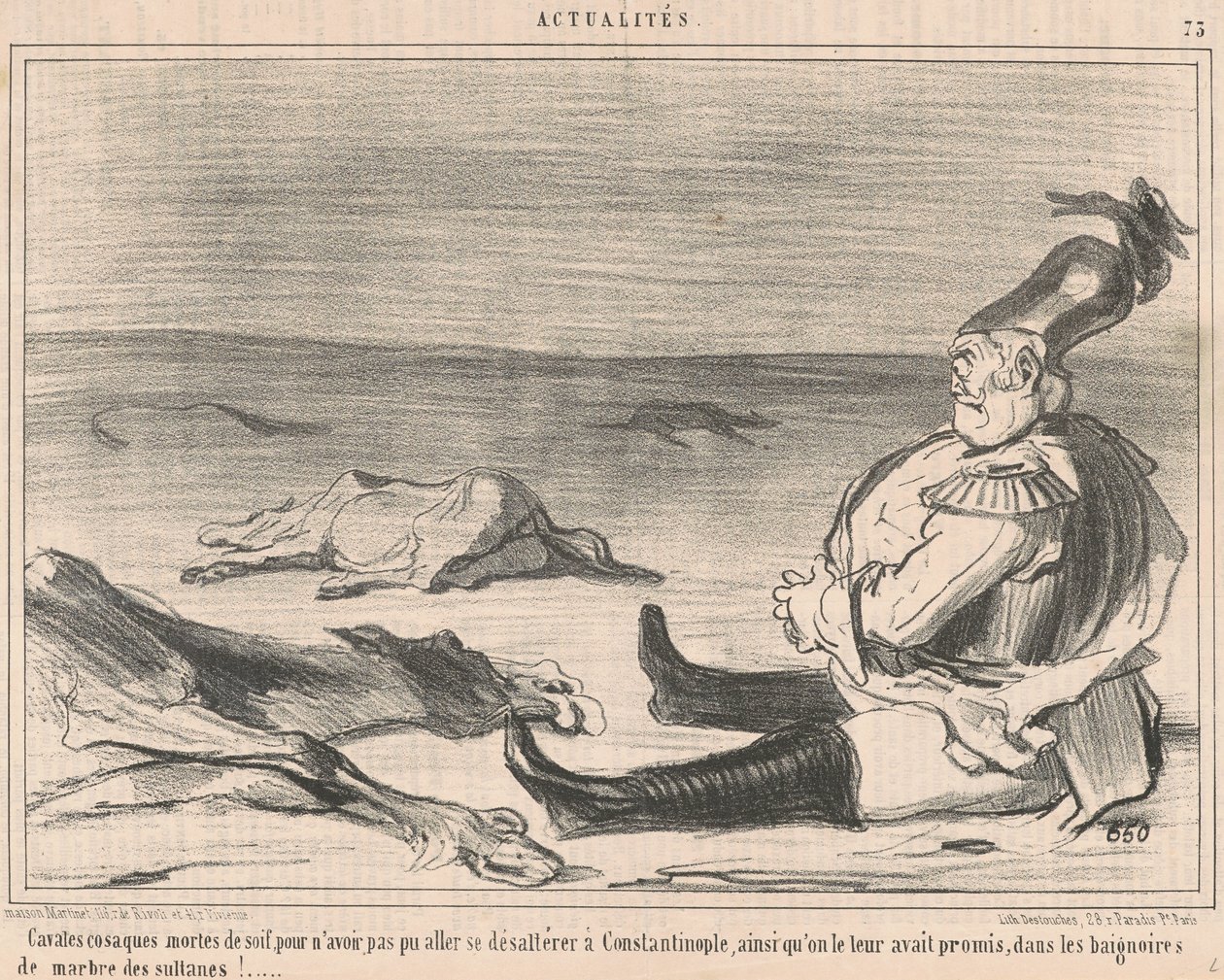 Durstige Kosakenpferde von Honoré Daumier