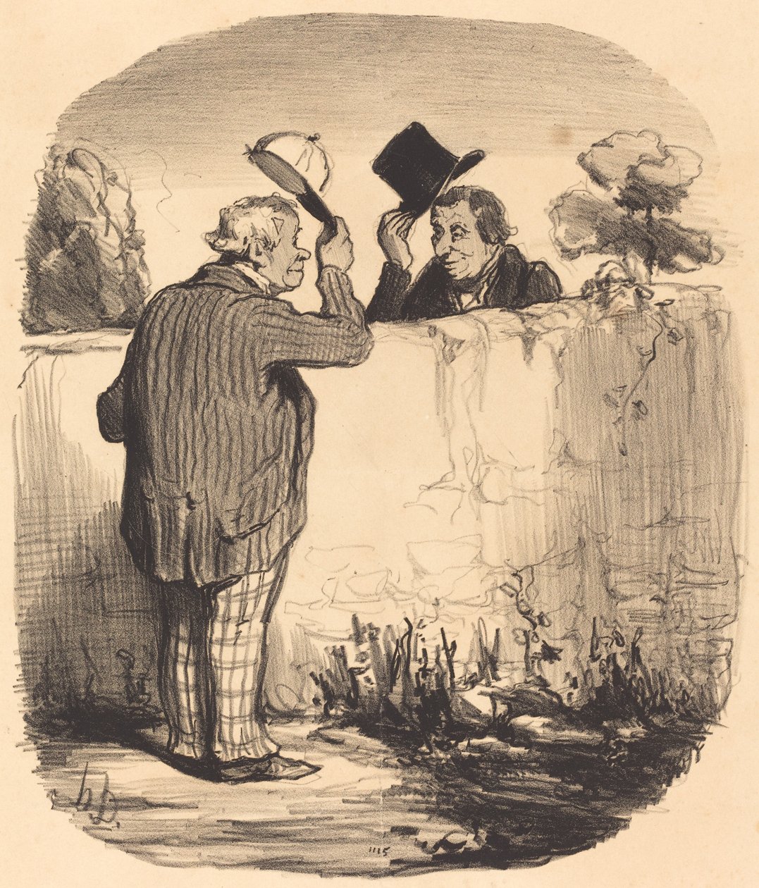 Zwei gute Nachbarn von Honoré Daumier