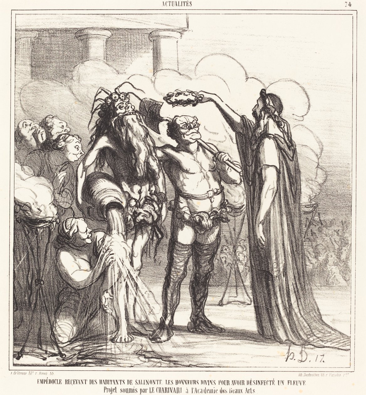 Empedokles erhält... die göttlichen Ehren... von Honoré Daumier
