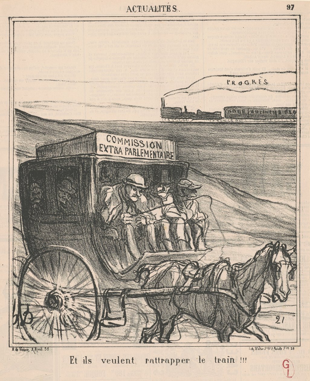 Und sie wollen den Zug einholen!!! von Honoré Daumier