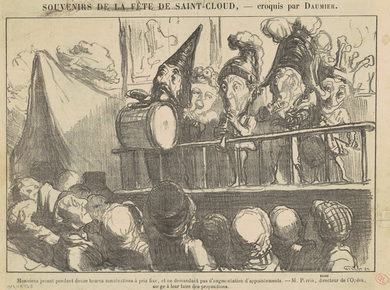 Musiker spielen zwölf Stunden lang ... von Honoré Daumier