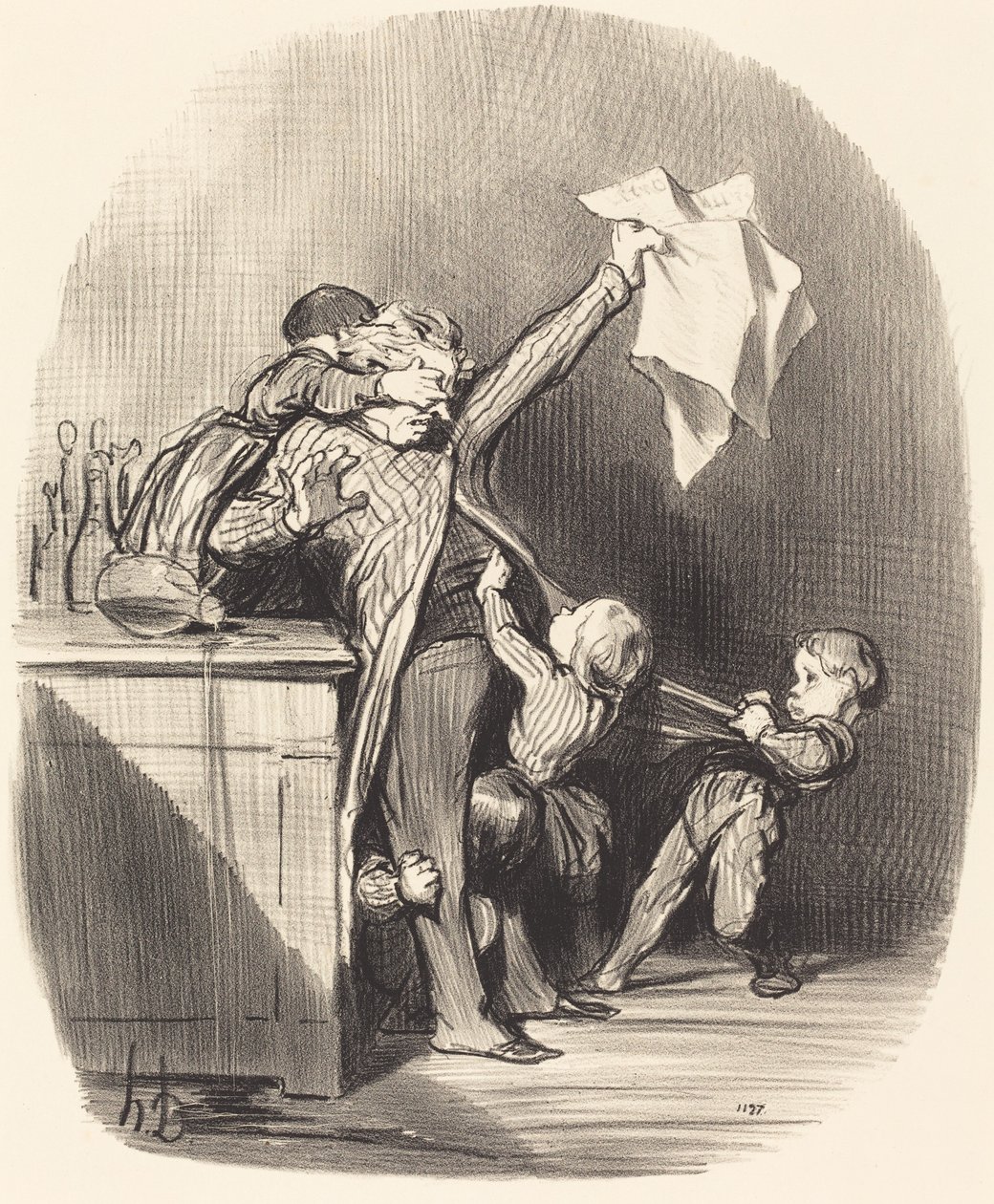 Freuden der Vaterschaft von Honoré Daumier