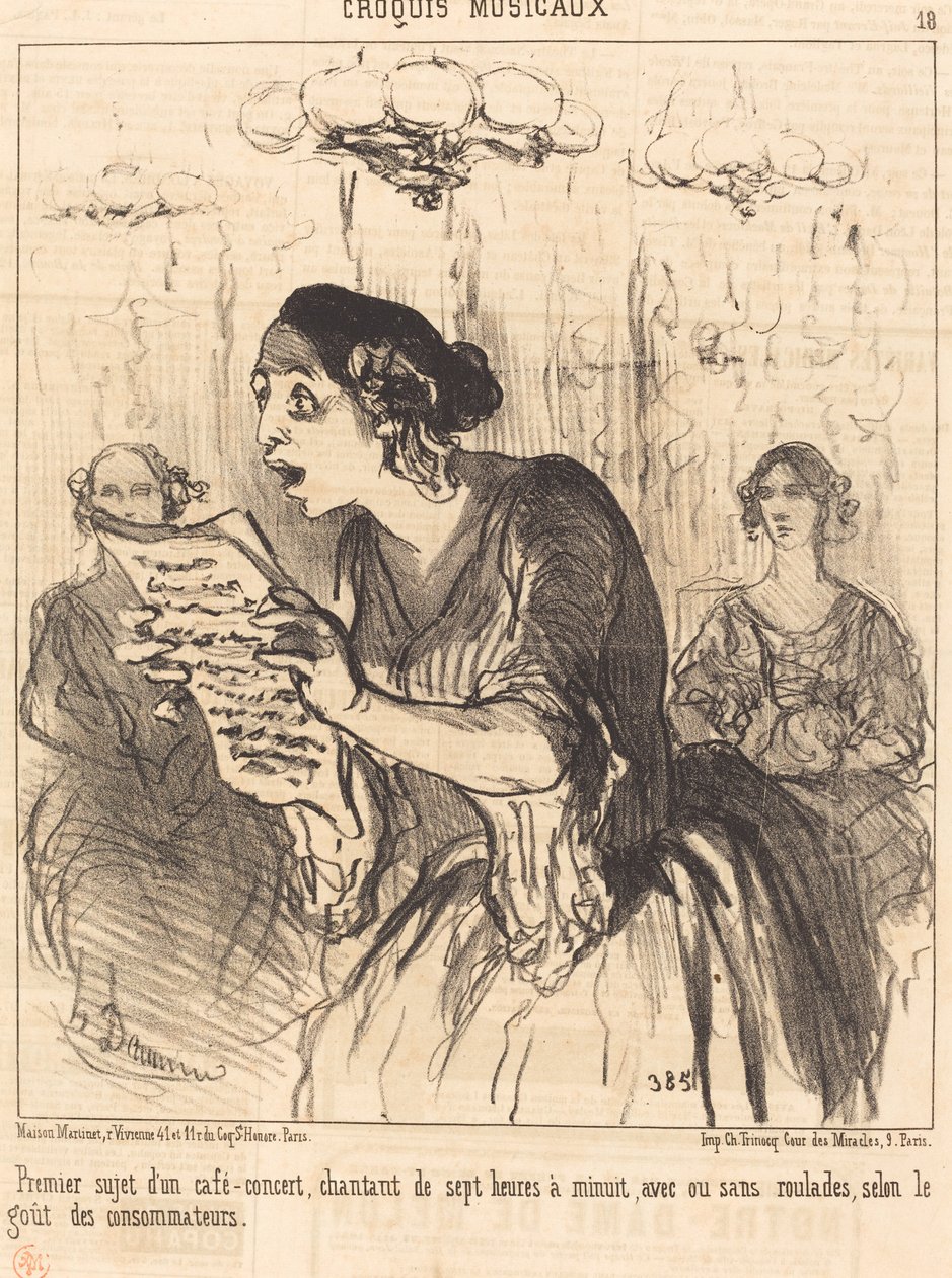 Erstes Thema eines singenden Café-Konzerts von Honoré Daumier