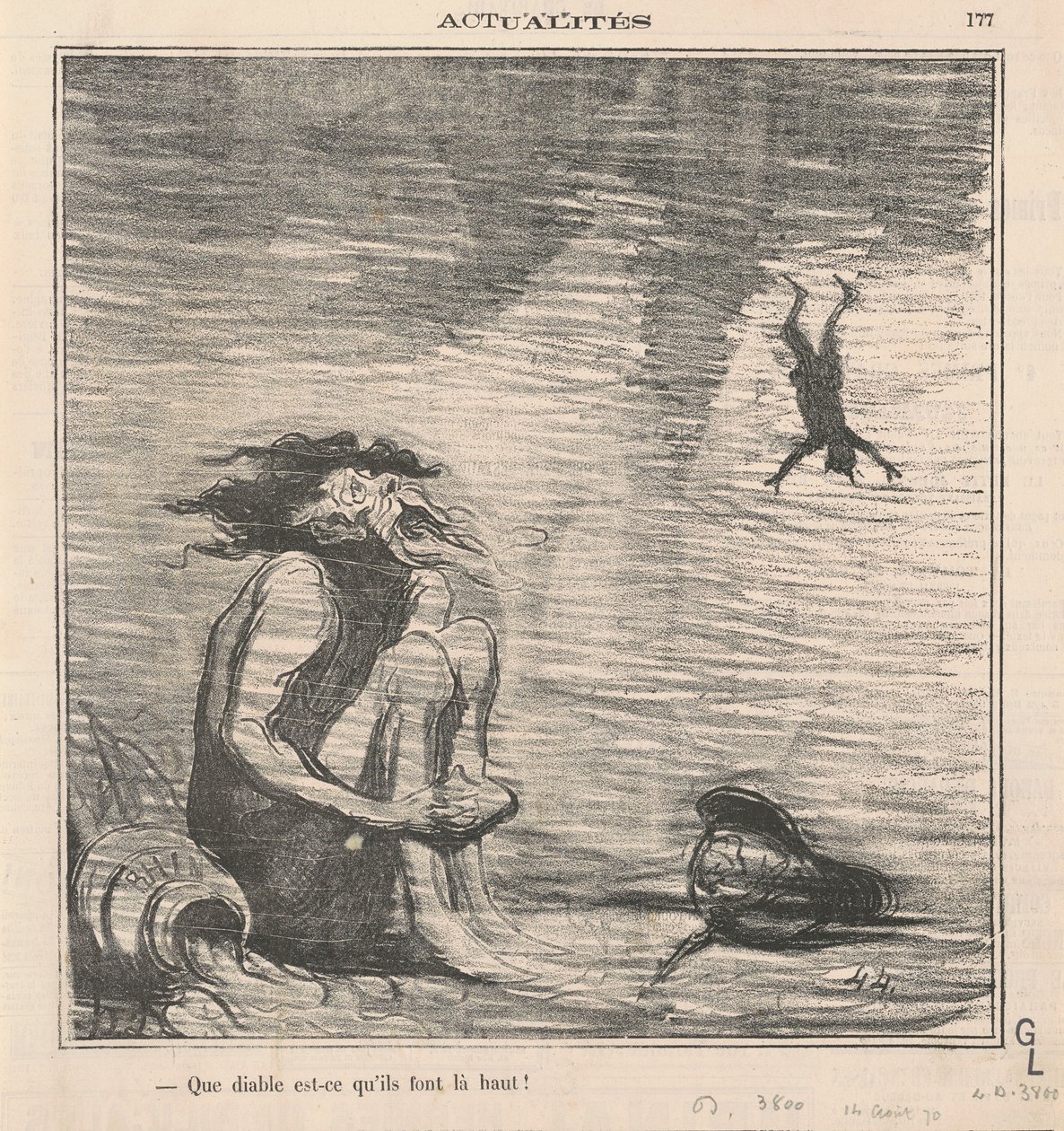 Was zum Teufel machen die da oben! von Honoré Daumier