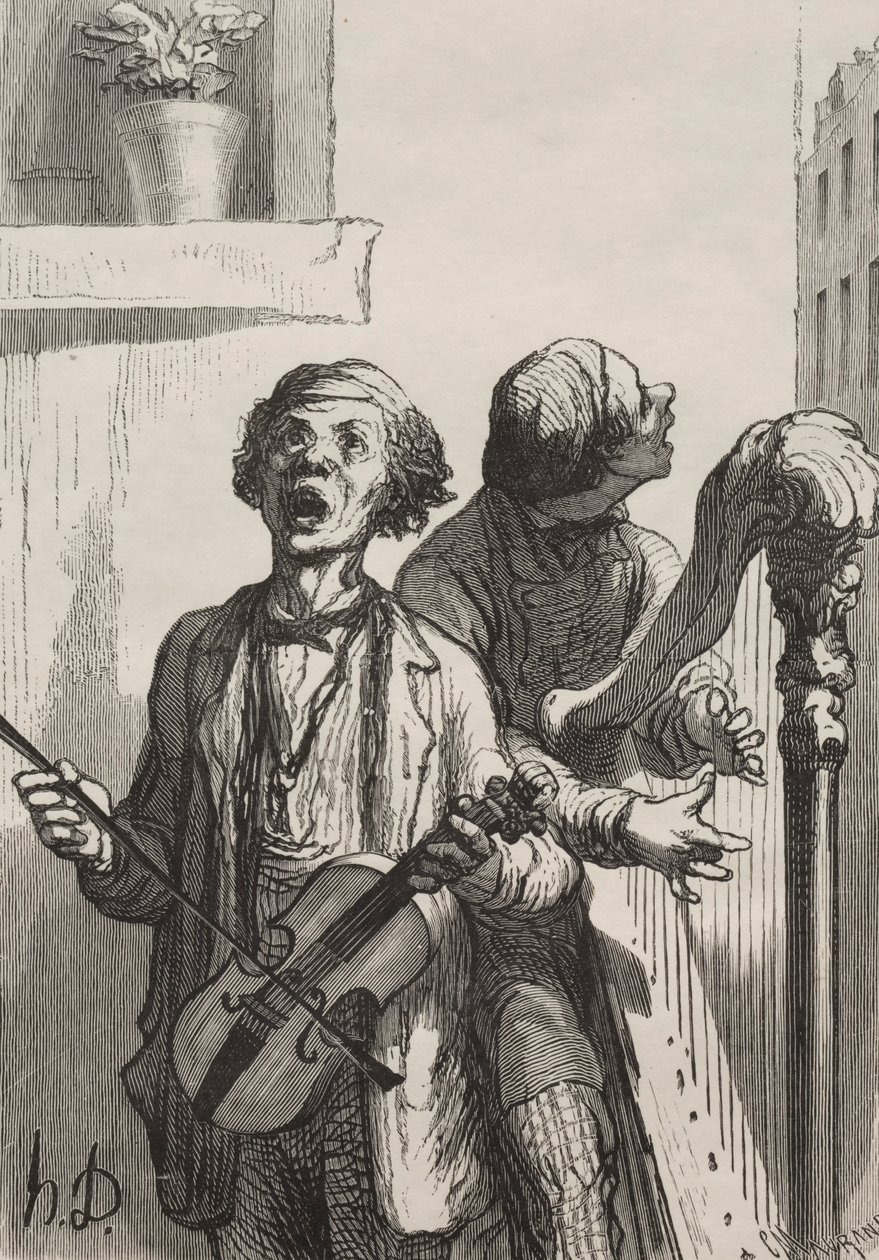 Die Sänger: Straßensänger von Honoré Daumier
