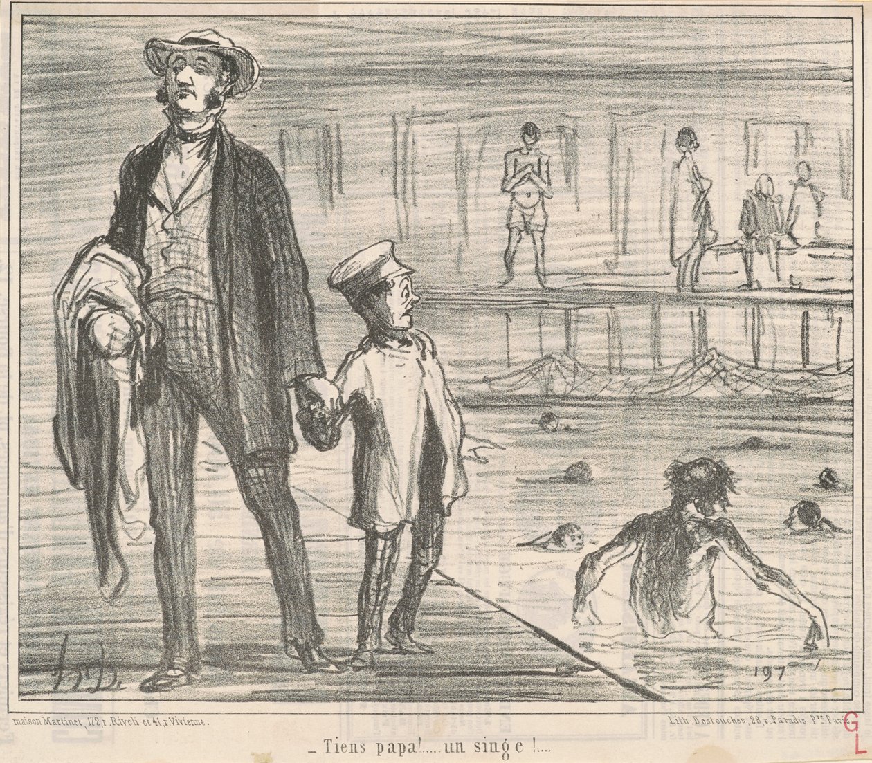 Tiens papa! ... ein Affe! ... von Honoré Daumier
