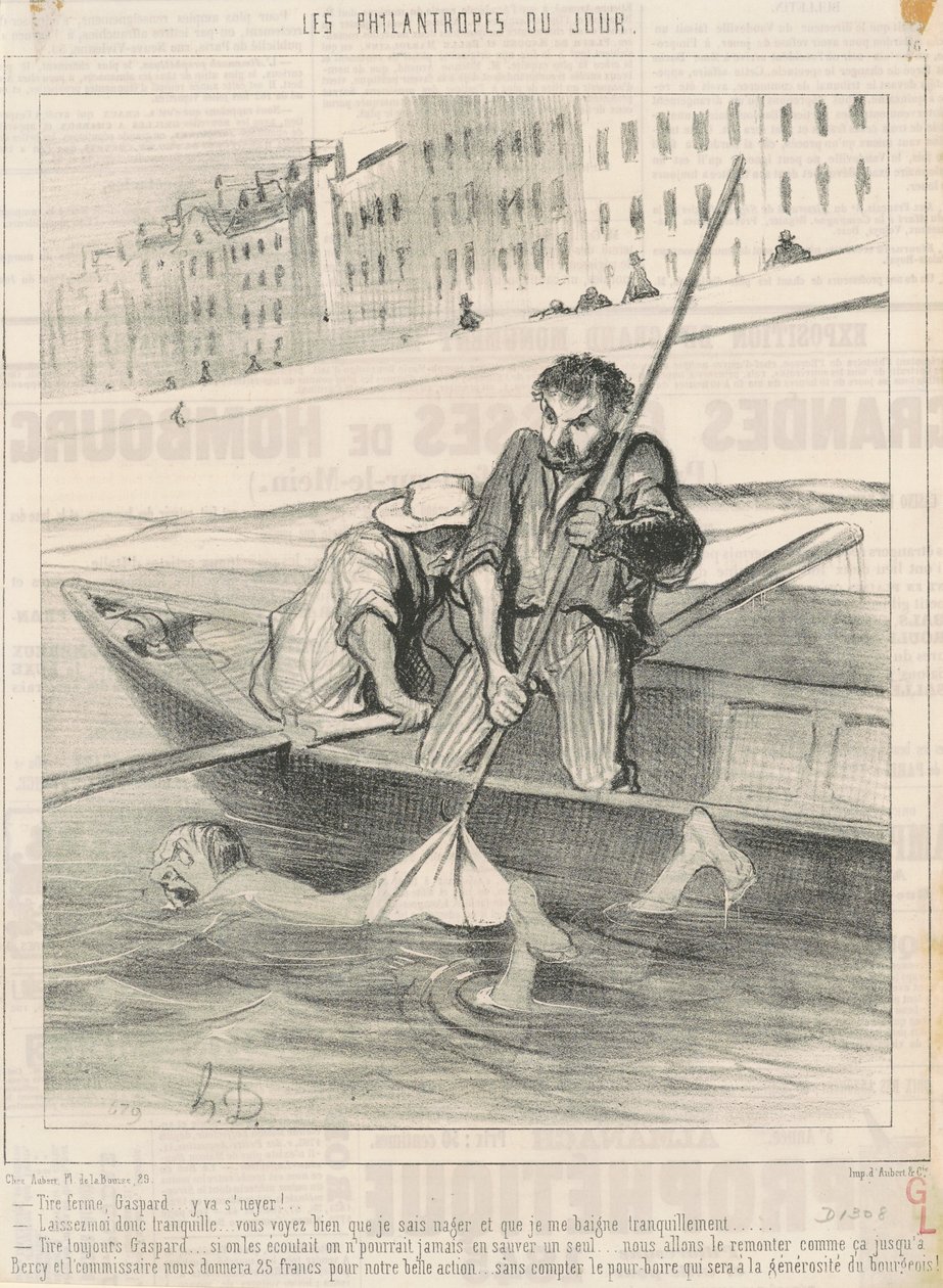 Halt fest, Gaspard... er wird ertrinken... von Honoré Daumier