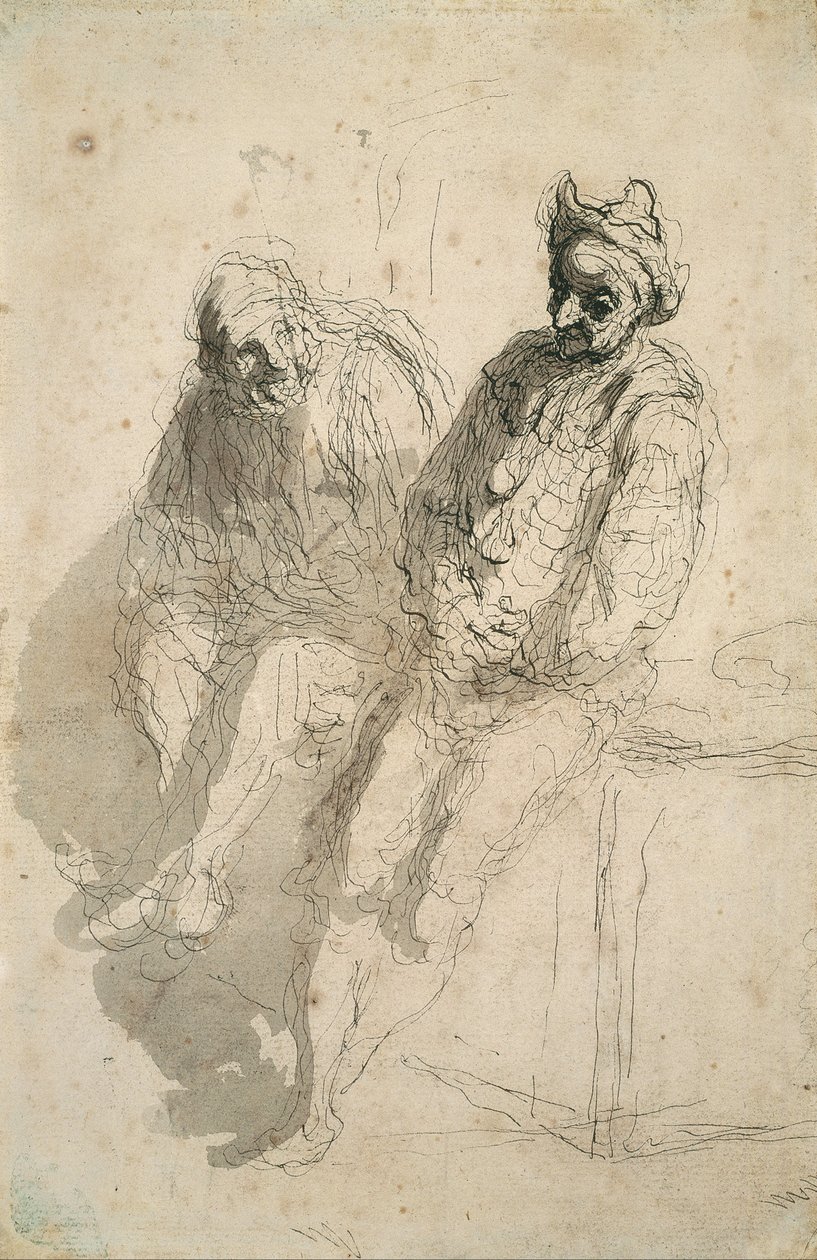 Zwei Saltimbanques von Honoré Daumier