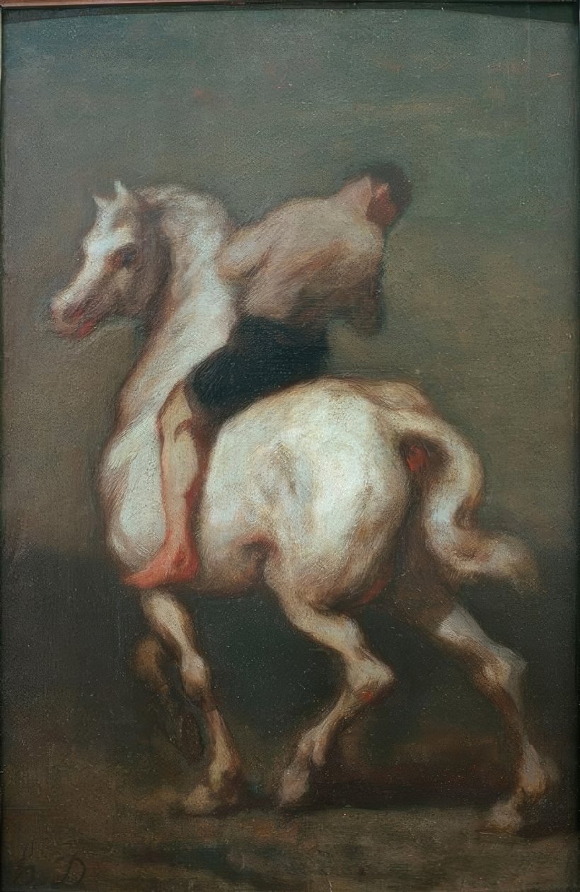 Ein Mann auf einem weißen Pferd von Honoré Daumier