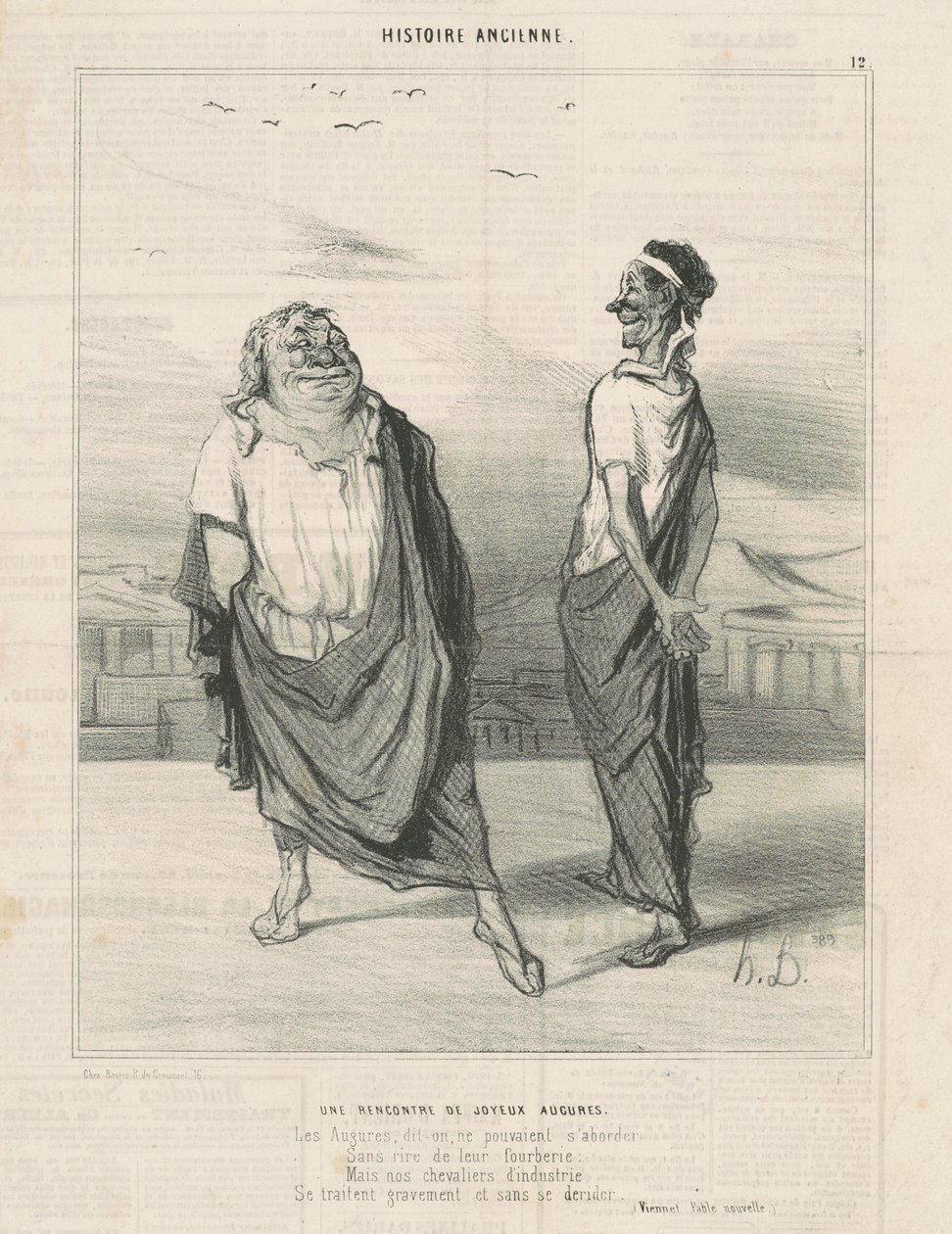 Eine Begegnung freudiger Vorzeichen von Honoré Daumier