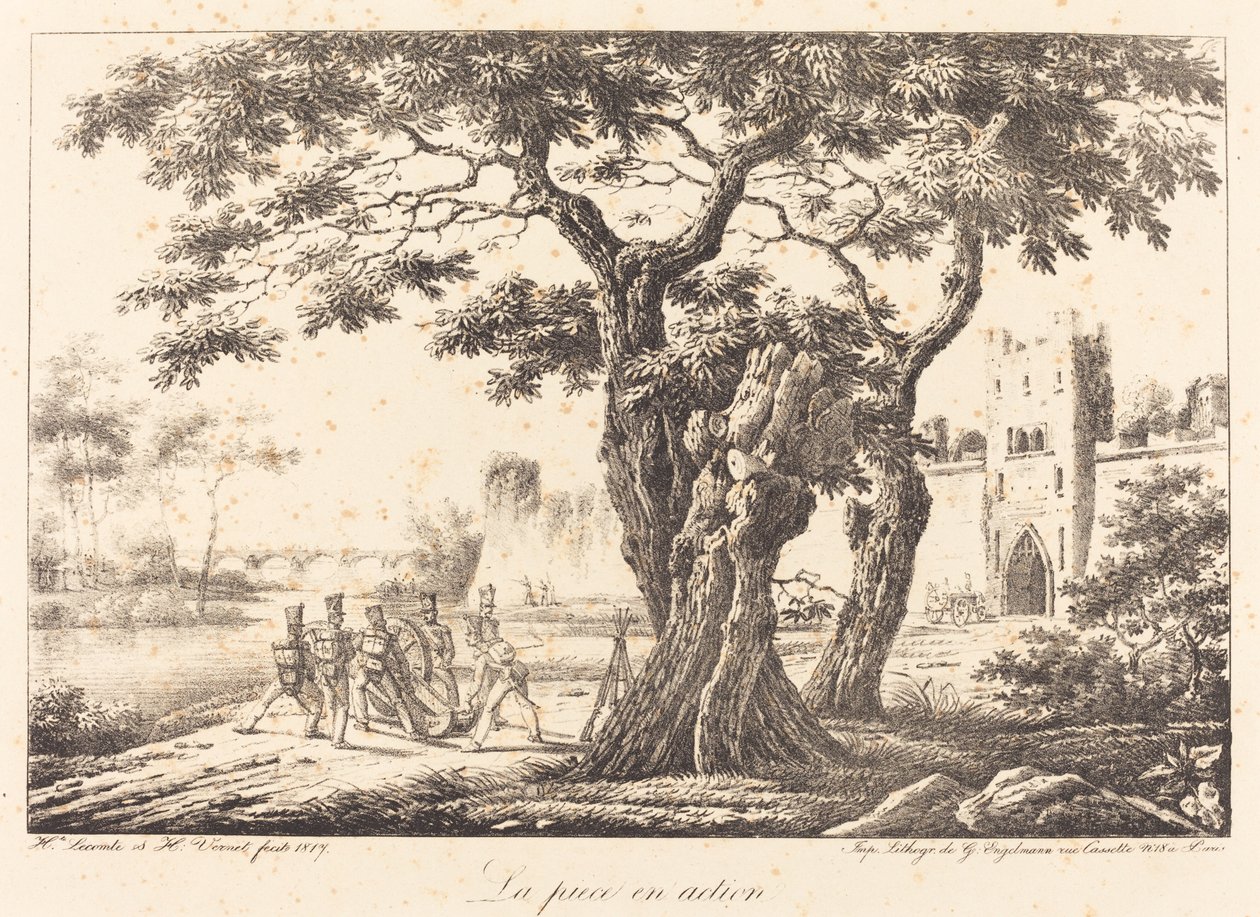 Das Stück in Aktion von Emile Jean Horace Vernet